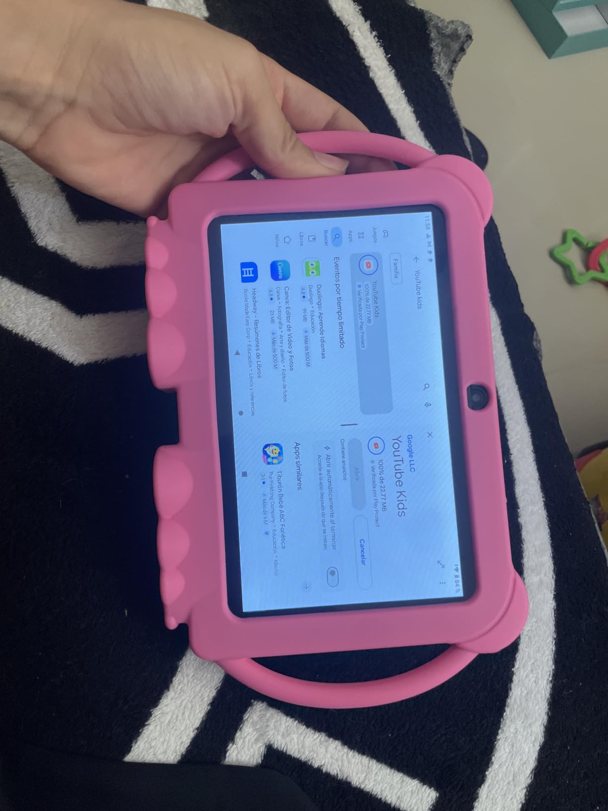 PEICHENG Kids Tablet 7 inch Android 12.0 for Toddler, 4GB RAM 32GB ROM Bluetooth IPS Screen Parental Control Dual Camera Shockproof Case for Educational Games (Orange) customer photo 1