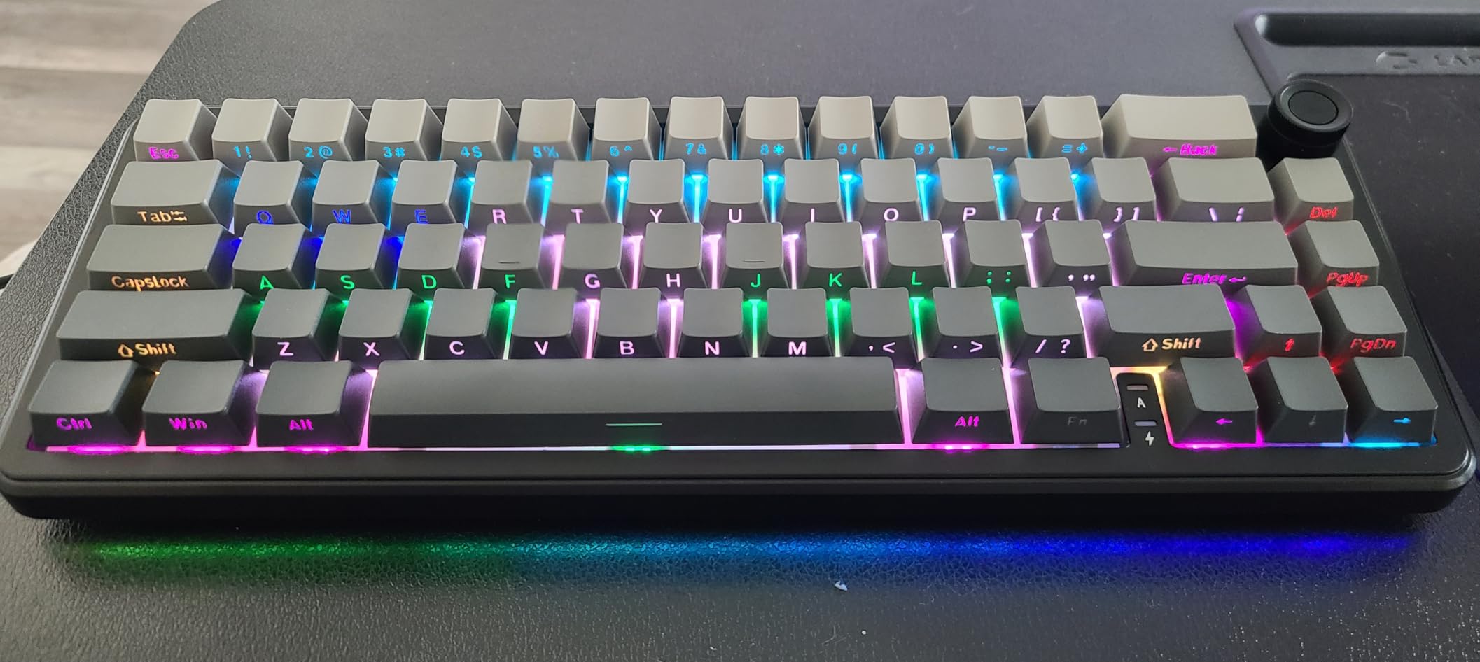 womier L65 60% Mechanical Keyboard Wireless with Knob, Black Gaming Keyboard 4000mAh Battery, Tri Mode USB-C/BT5.0/2.4G Gasket Mounted Key Board RGB Hot Swappable with Gradient keycaps-Linear Switch customer photo 2