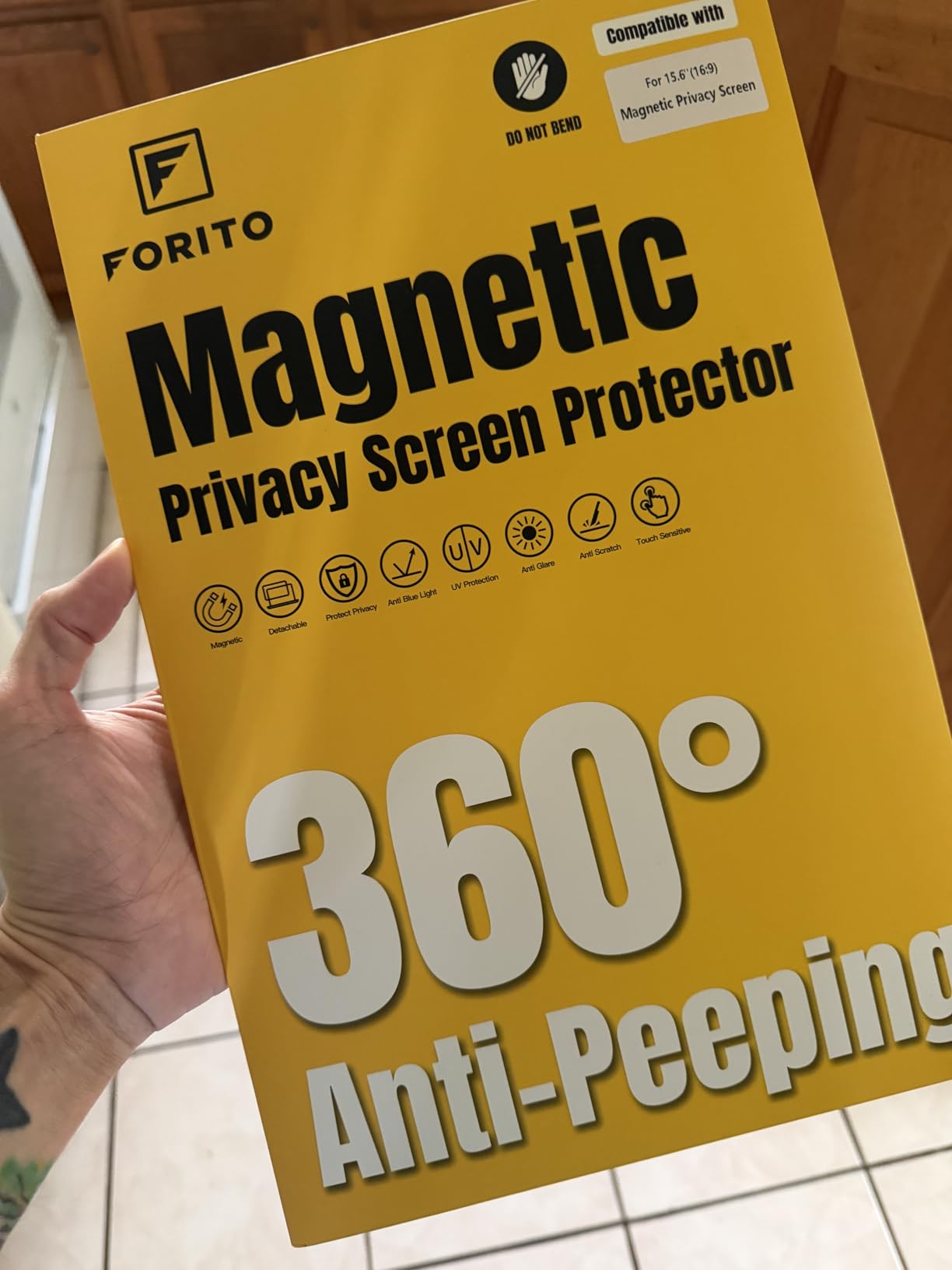 F FORITO Magnetic Laptop Privacy Screen 16 inch 16:10, 360° Anti Peeping Removable Anti Glare Blue Light Filter Compatible with All 16” 16:10 Laptops Portable Monitors customer photo 2