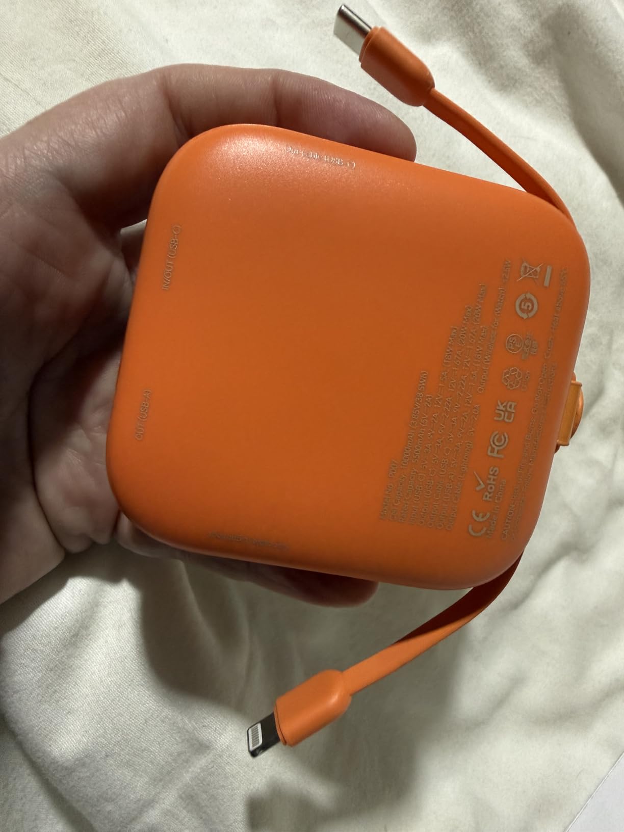 Portable Charger 10000mAh 22.5W Power Bank Built-in 2 Cables Keychain customer photo 2