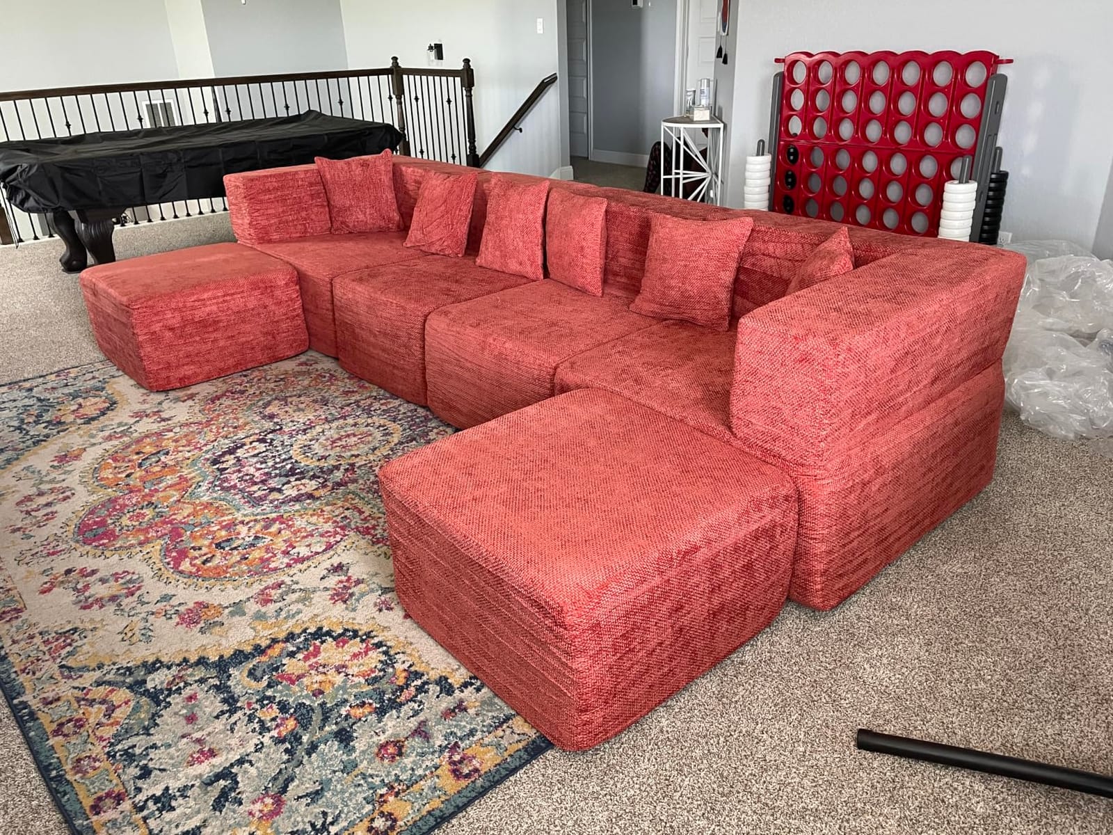 MONVANE Modular Sectional Sofa, Oversized 8 Seat Convertible U Shaped Couch with Ottoman, Comfy Chenille Cloud Couch with Deep Seat, Sectional Couches for Living Room, No Assembly Required, Grey customer photo 2