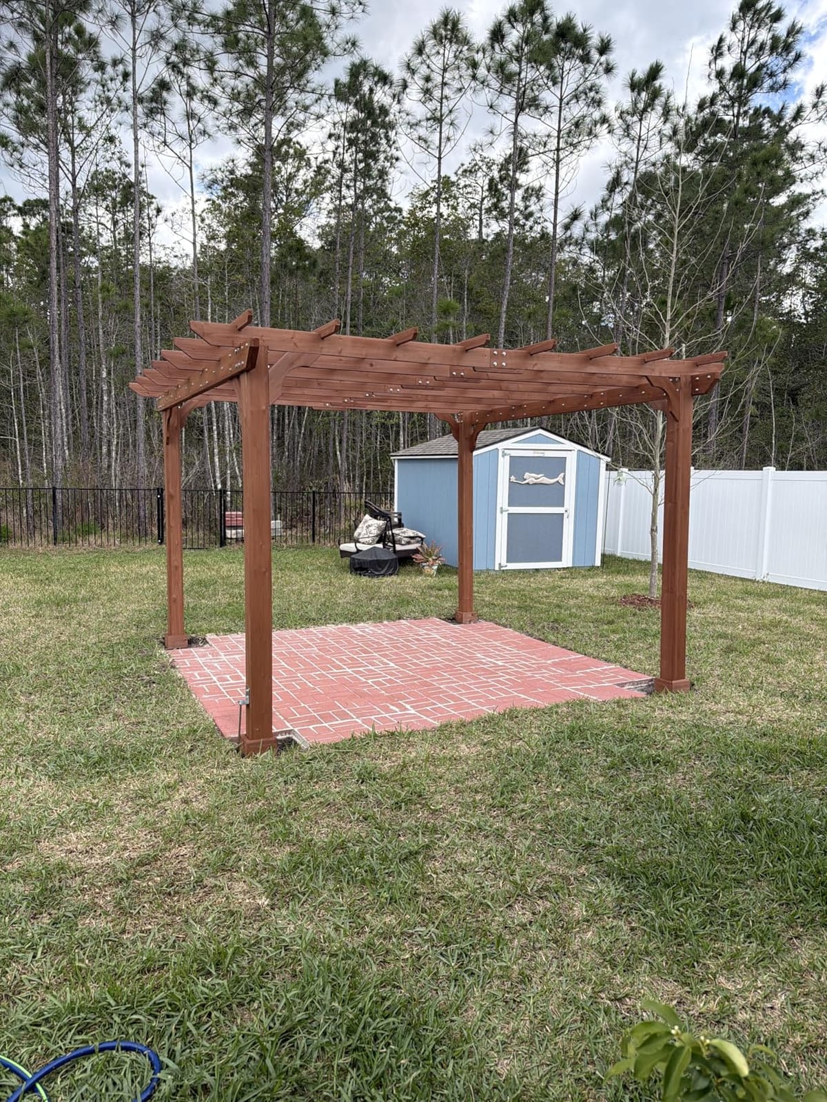 MUPATER 10x14 FT Cedar Wooden Pergola Kit with Trellis Roof, Outdoor Patio Pergola with Stakes, Snow and Wind Supported, All-Season Structure for Climbing Plant Support,Deck, Backyard, Lawn customer photo 2