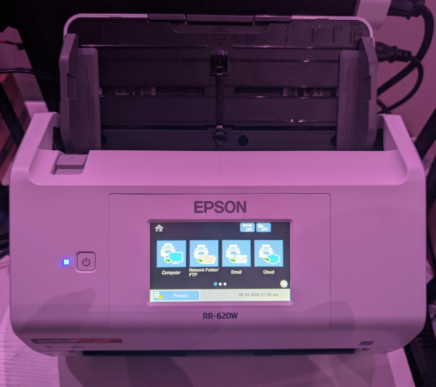 Epson RapidReceipt RR-620W Wireless & USB High-Speed AI & Cloud Ready Desktop Color Duplex Receipt & Document Scanner for Mac & PC, up to 45 ppm, 4.3