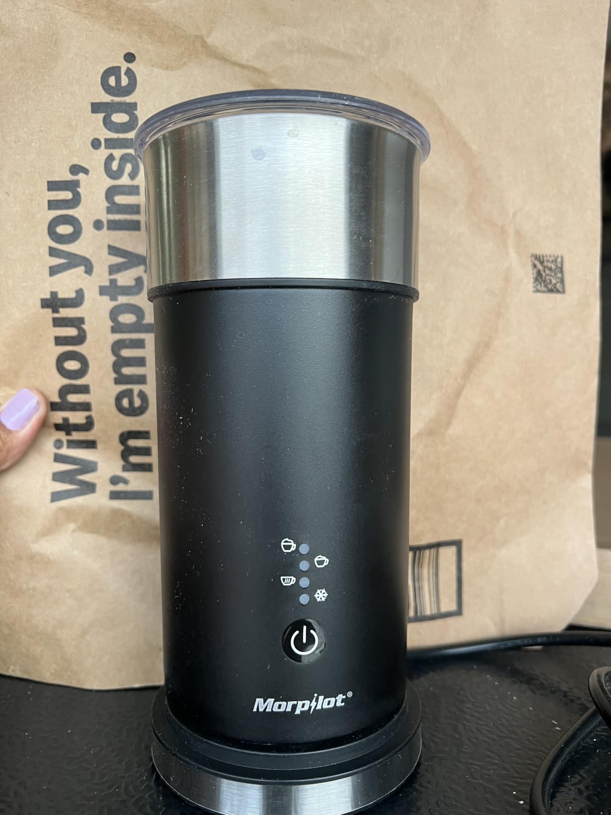 Large Electric Milk Frother and Steamer, 16.9oz/500ml Milk Steamer and Frother for Latte or Hot Chocolate, Dishwasher Safe, BPA Free, 6 Functions, Enjoy Perfect Milk Froth in 2 Min (White-Glass) customer photo 1