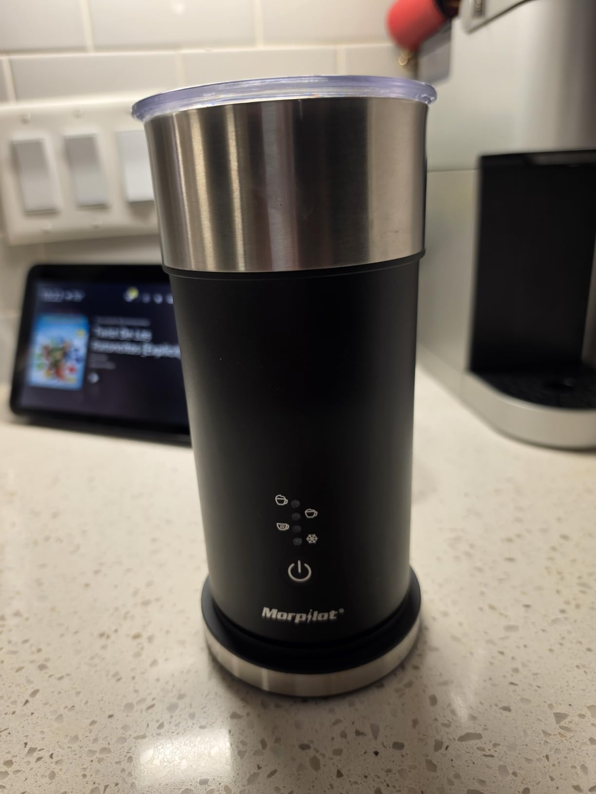 Large Electric Milk Frother and Steamer, 16.9oz/500ml Milk Steamer and Frother for Latte or Hot Chocolate, Dishwasher Safe, BPA Free, 6 Functions, Enjoy Perfect Milk Froth in 2 Min (White-Glass) customer photo 2