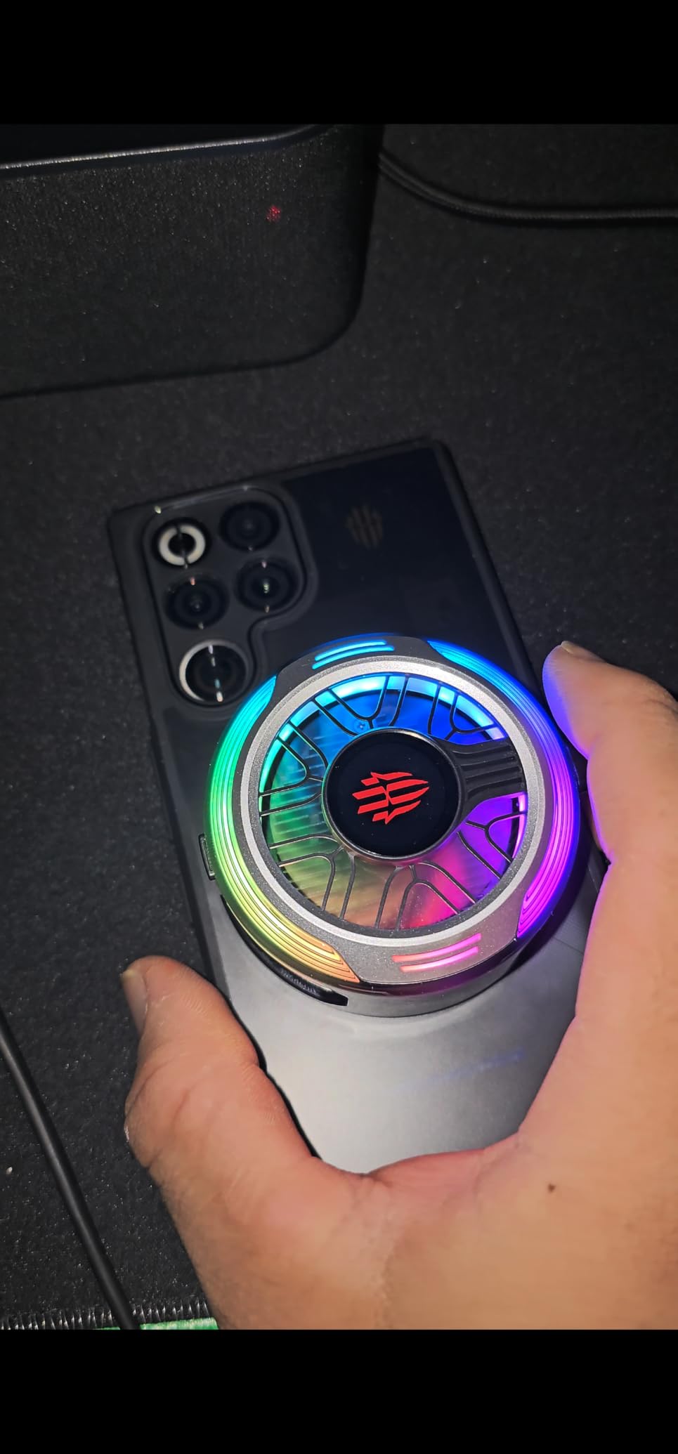 Black Shark Magnetic Phone Cooler 6 Pro – Smart Display, Magnetic Ring Plate, Addressable RGB LEDs, App-Controlled Cooling Fan for iPhone MagSafe, Android & iPad – Gaming, Streaming & Photography customer photo 1
