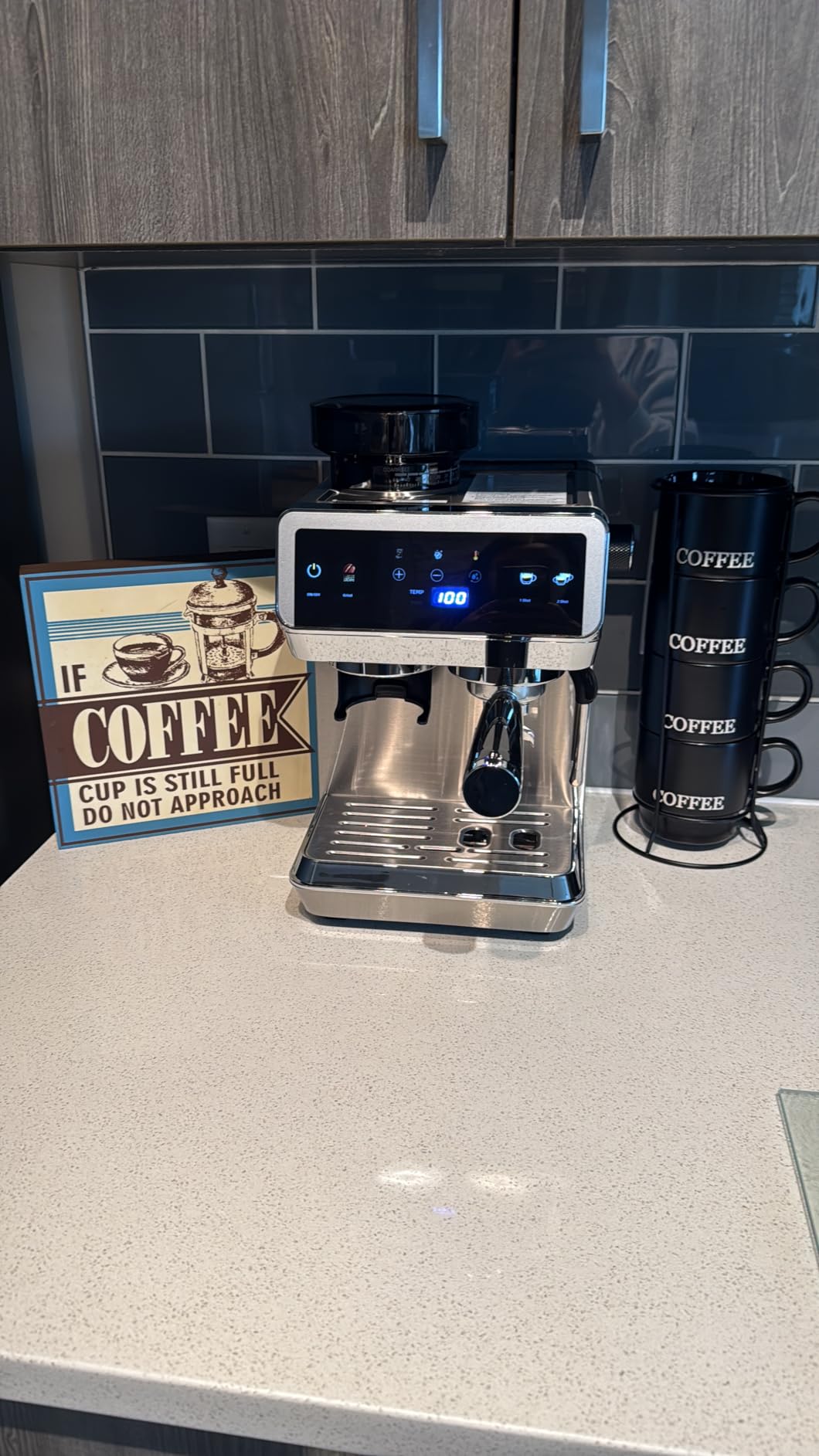 AMZCHEF Espresso Machine With Grinder, Temp Control, 44 Grind Settings customer photo 2