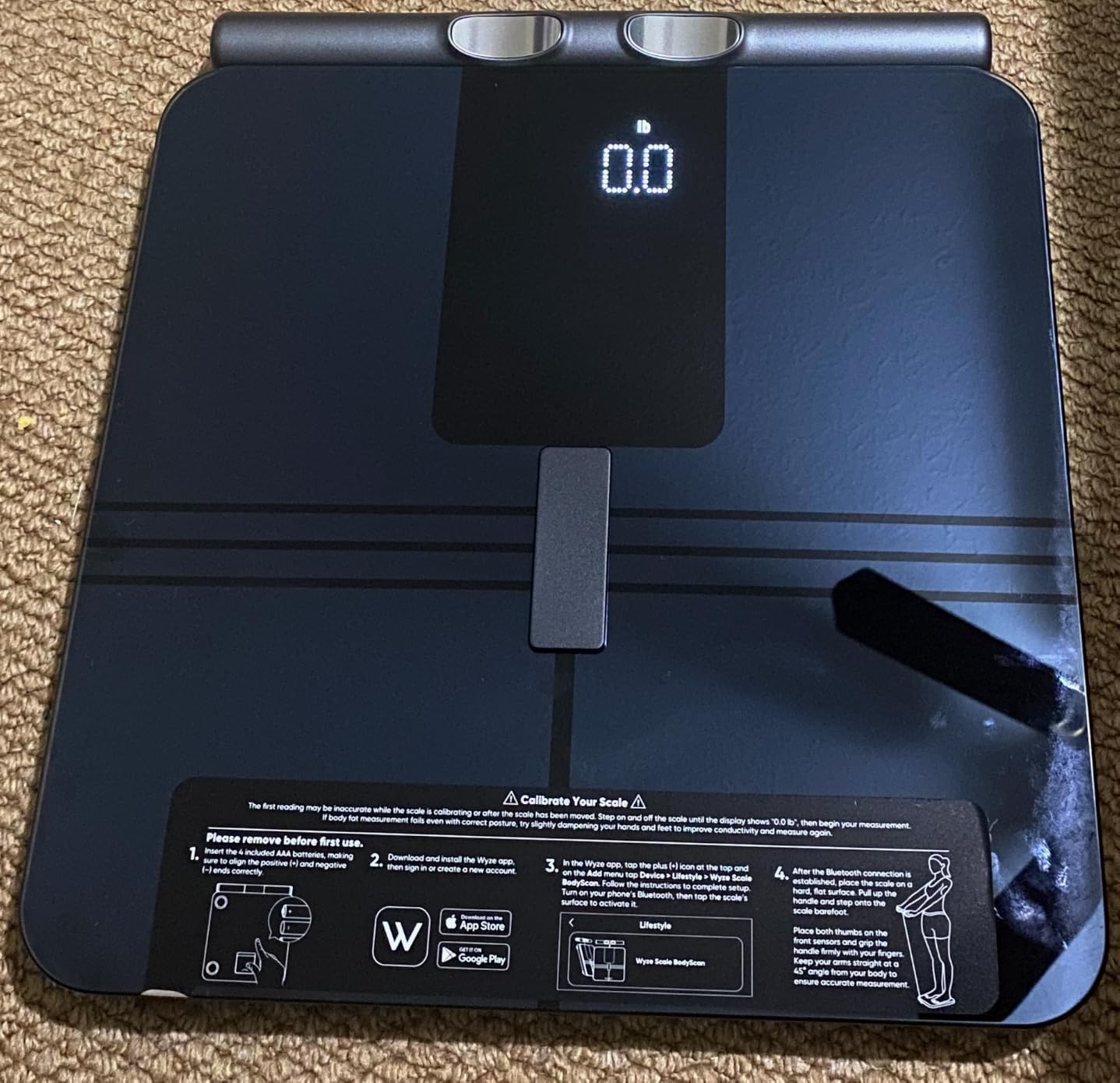 Wyze Smart Scale BodyScan with Handle, Bluetooth, 400 lbs, Black | Scale for Body Weight, BMI, Body Fat & Muscle Mass, 400 lbs Capacity customer photo 1