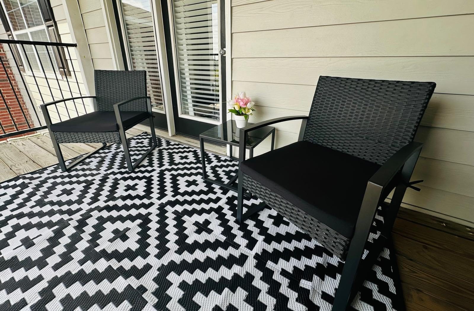 Murago Outdoor 3-Piece Wicker Bistro Set, Patio Conversation Set customer photo 2