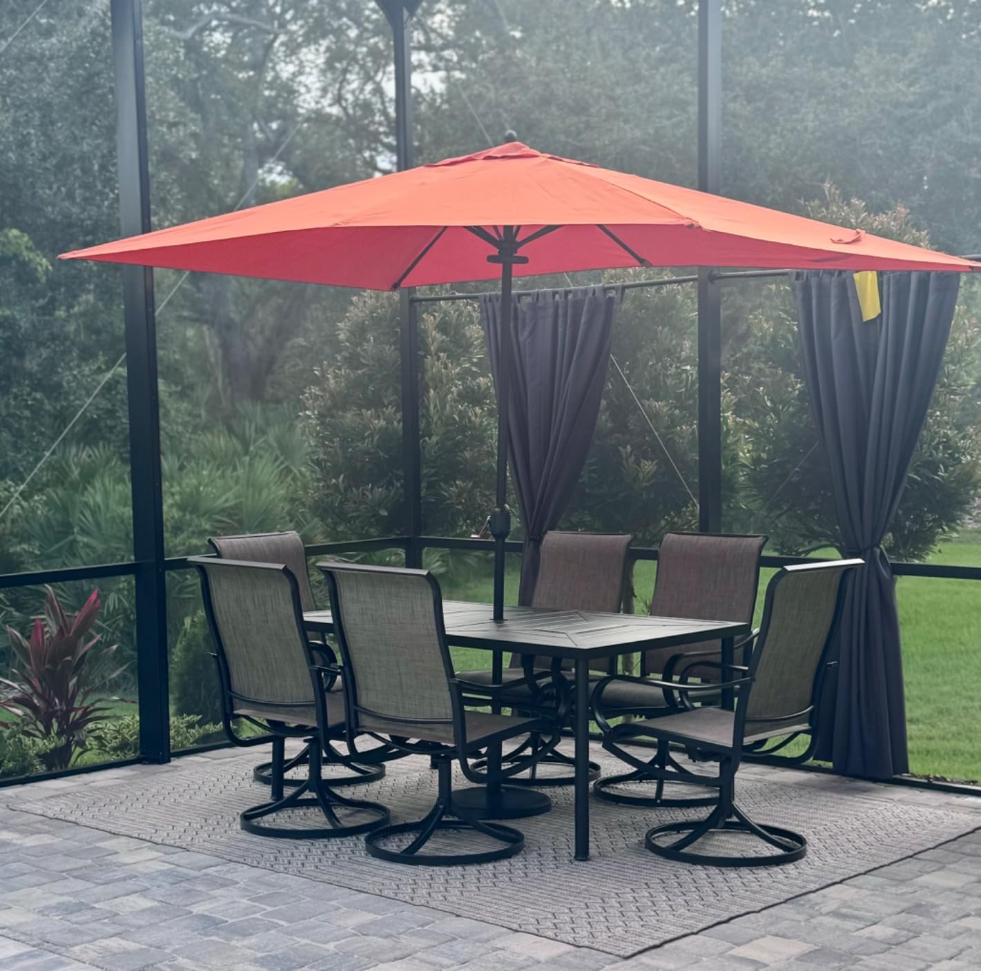 Sophia & William Patio Dining Set for 6 w/Swivel Textilene Chairs, Grey customer photo 1