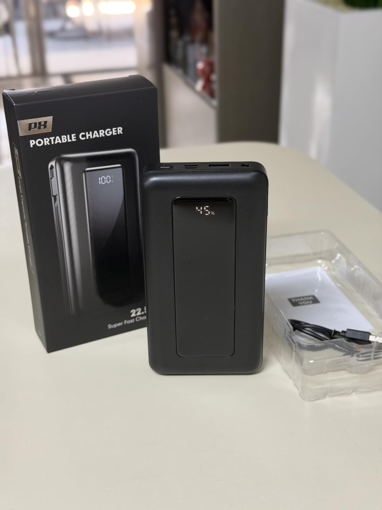 50000mAh Portable Charger Power Bank, Fast Charging with Built in Cables | Ultra-High Capacity, Travel Essential, Charge 4 Devices, Flashlight, for iPhone 17/16/15 Series, Samsung, iPad & Laptops customer photo 1