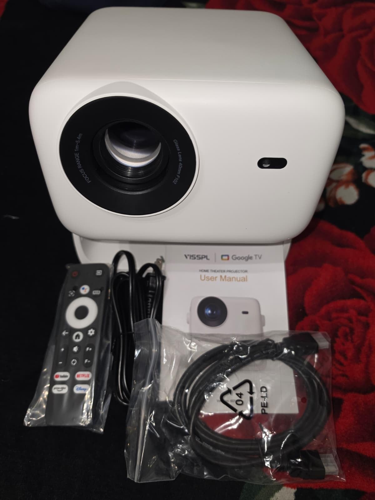 Smart Projector with WiFi and Bluetooth, VISSPL AI Auto Focus & Auto Keystone Portable Outdoor Overhead Projector with Google TV, 3500ANSI, 4K, Movie Home Theater Gaming Projectors for Bedroom Ceiling customer photo 1