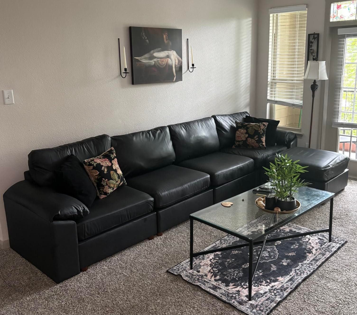 EASE MOOSE Sectional Couches for Living Room, U Shaped Sofa,Black customer photo 1