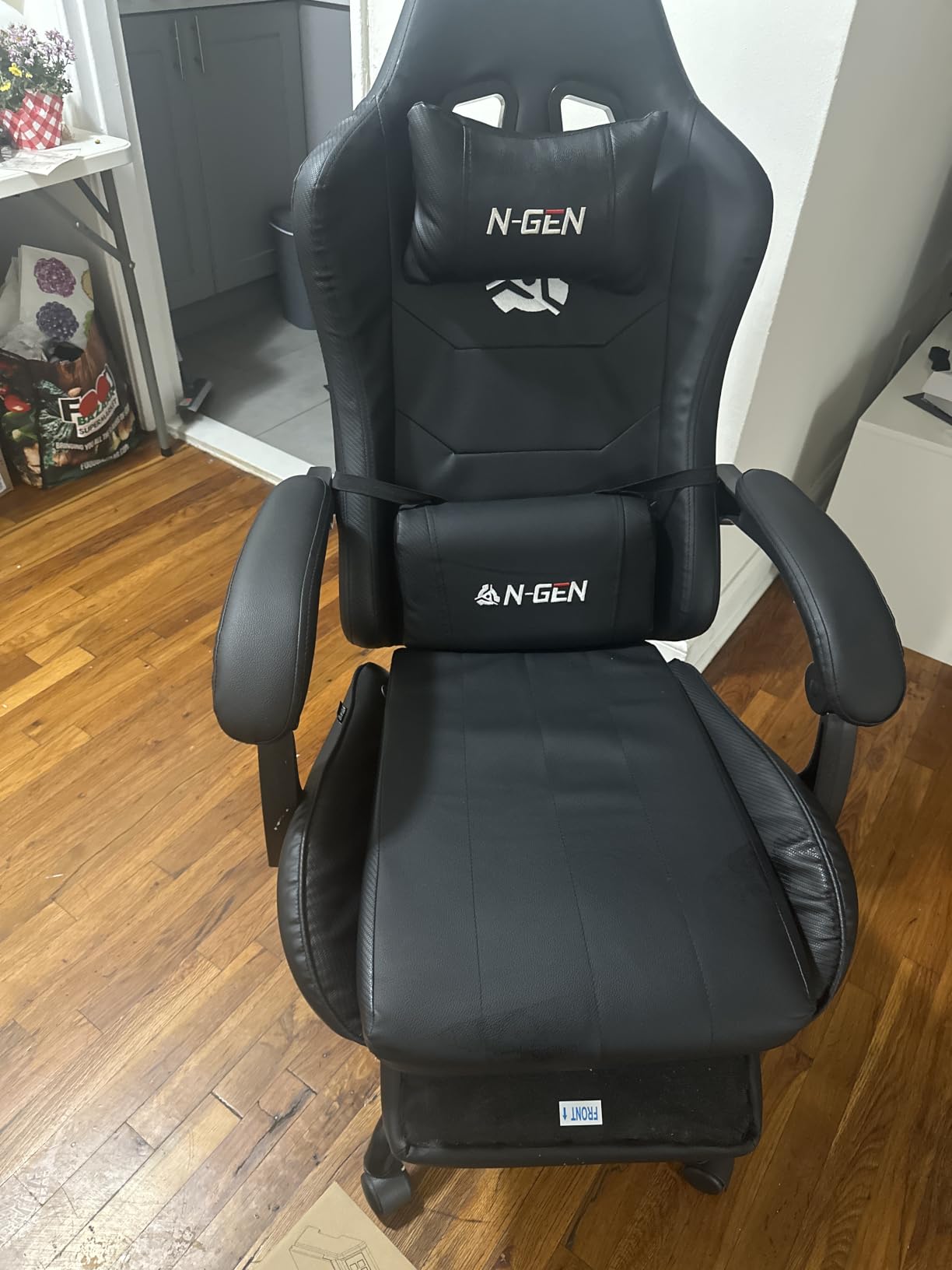 N-GEN GAMING Gaming Chair with Footrest, Lumbar, High-Back, All Black customer photo 1