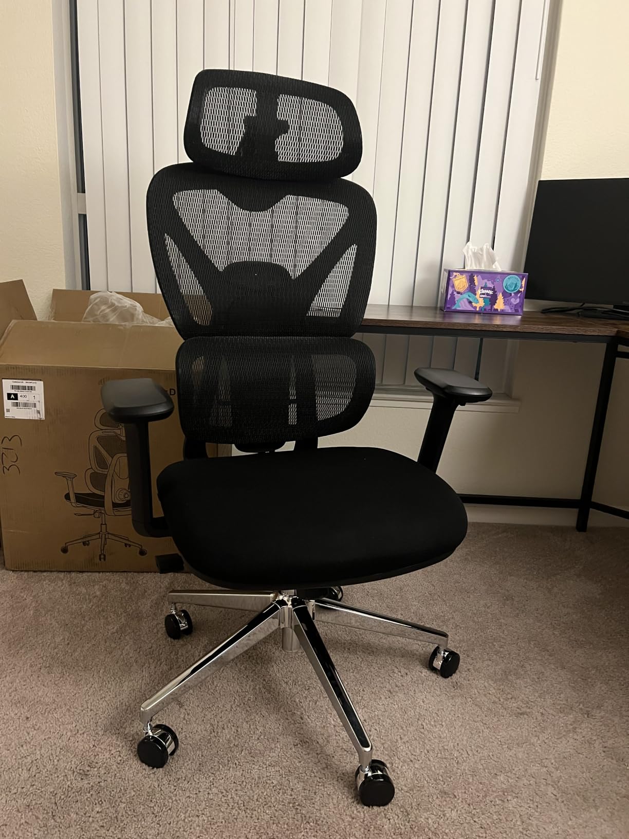 Ergonomic Mesh Office Chair, Desk Chairs with Adjustable Lumbar Support, 4D Flip-up Arms & 3D Headrest, Comfy High Back Breathable Mesh Computer Chair for Home Office, 400lbs (Black) customer photo 2