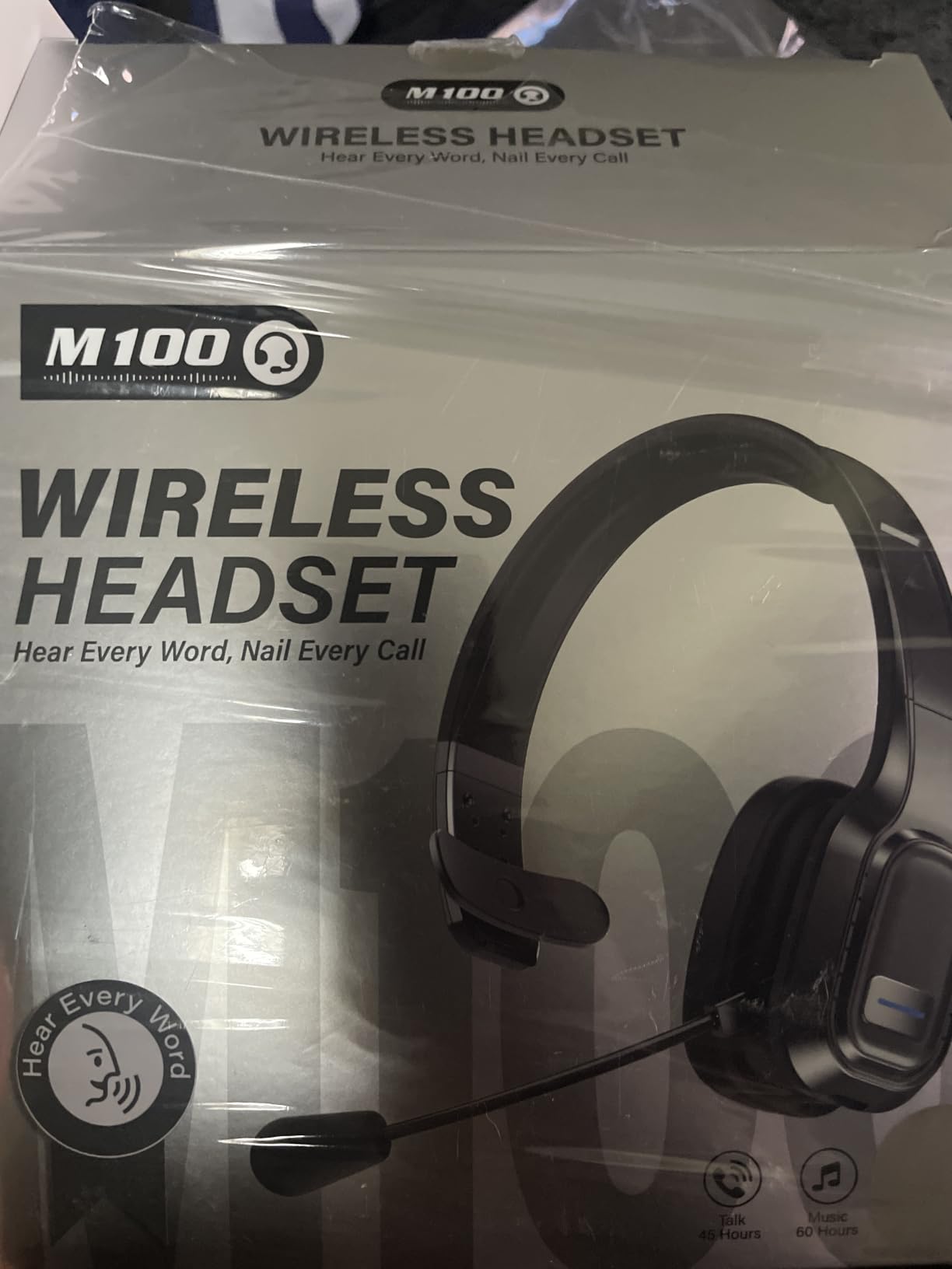 Bluetooth Headset with Mic, 60 Hours Talking Time Single-Ear Wireless Headset, ENC Noise Canceling, One-Touch Mute, Dual-Device Connection for Truck Driver, Office, Call Center, Phone/PC, Black customer photo 2