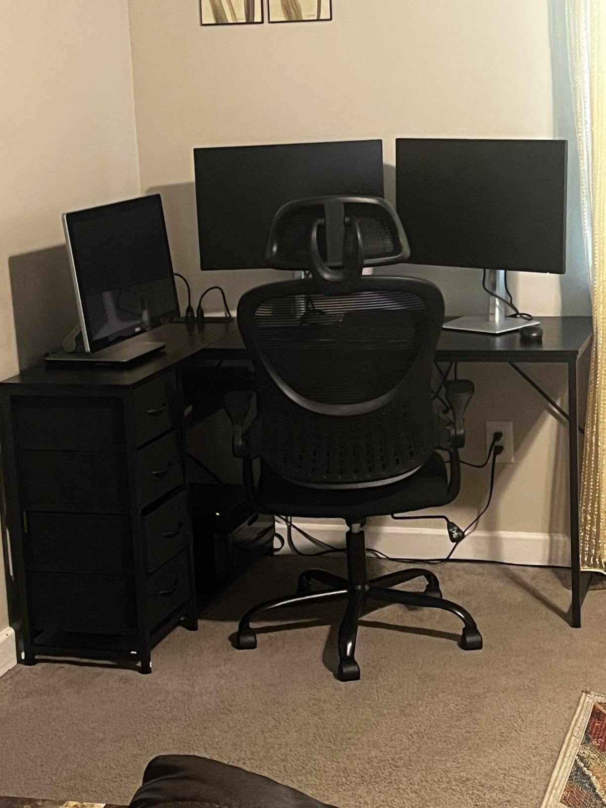 Sweetcrispy Computer Desk Chair, Mesh Office Chair with Lumbar Support | Ergonomic High-Back, Rolling Work, Adjustable Headrests, Flip-up Arms, Home Bedroom Study, Grey customer photo 1