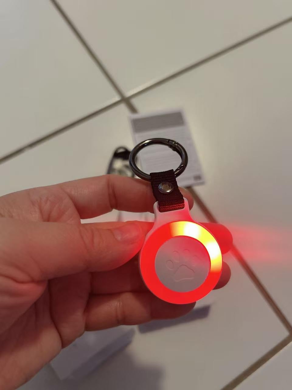 Pet Tracker for Dogs Cats, Location & LED Night Light Tag, No Monthly Fee | Compatible with iPhone, Compatible iOS, IPX7 Waterproof Collar Tag, 360-Day Battery, Paw Print Design, Lightweight 25g customer photo 1
