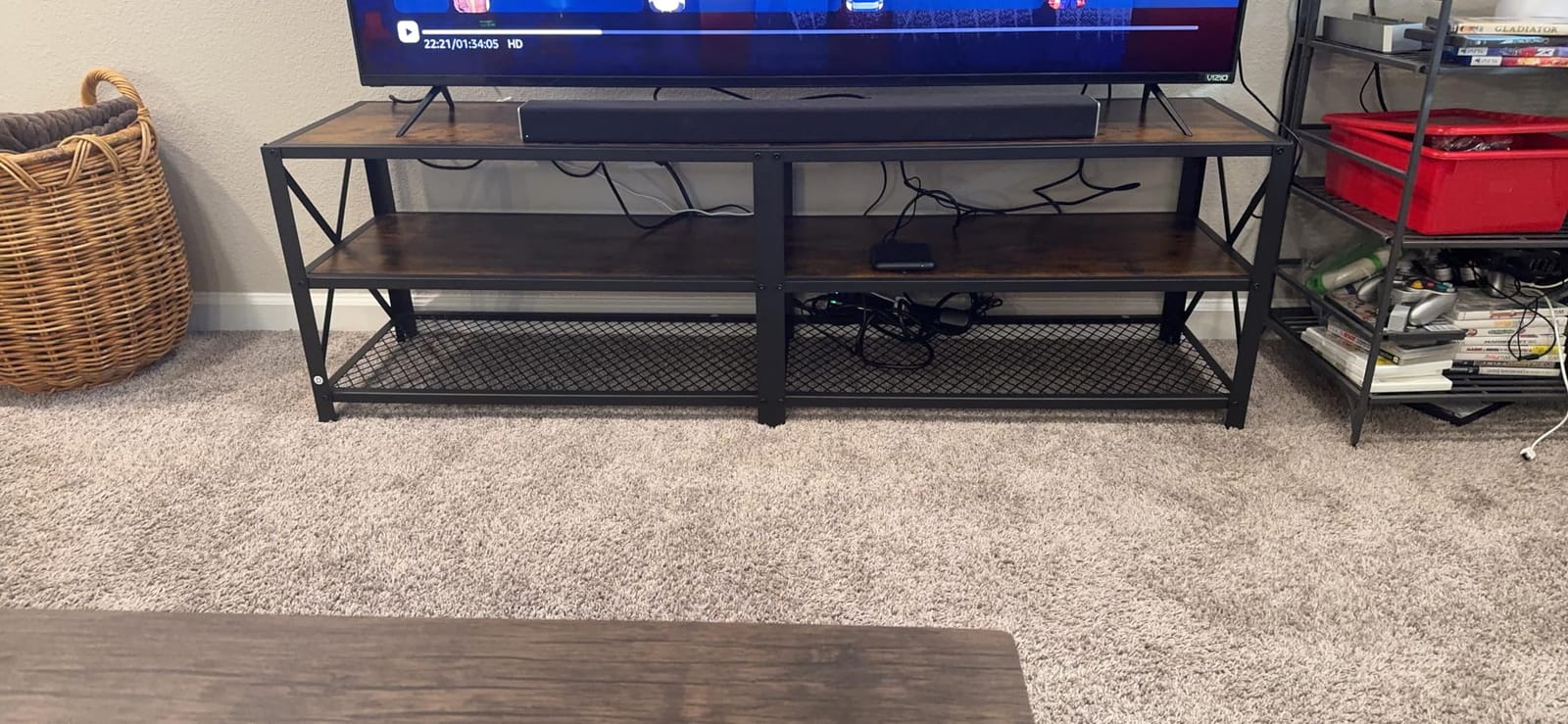 VASAGLE 70 Inch TV Stand, Mid Century Entertainment Center with Storage | Media Console Table for Living Room, TV table with Fluted Sliding Doors for 80'' TV, Walnut, MIRIANA Collection ULTV634K101 customer photo 1