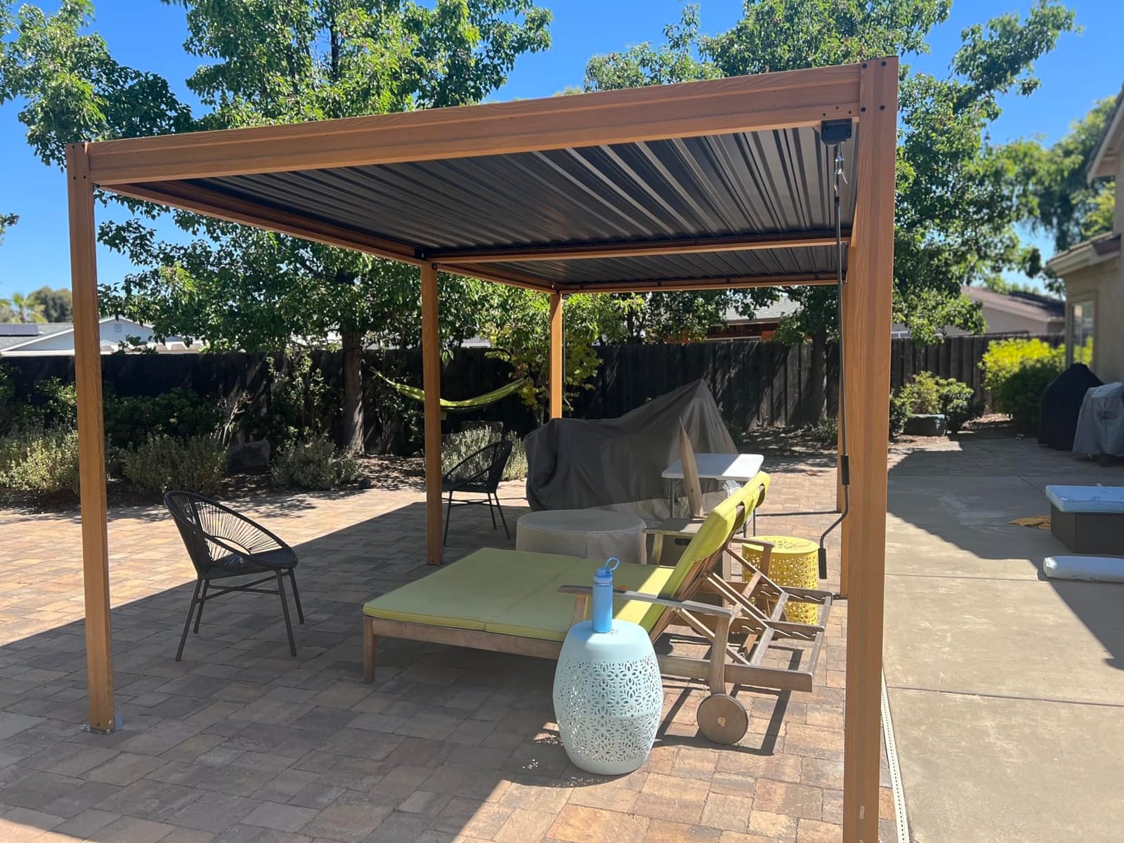 Domi Louvered Pergola 10x16, Outdoor Metal Pergola, Espresso Brown customer photo 1