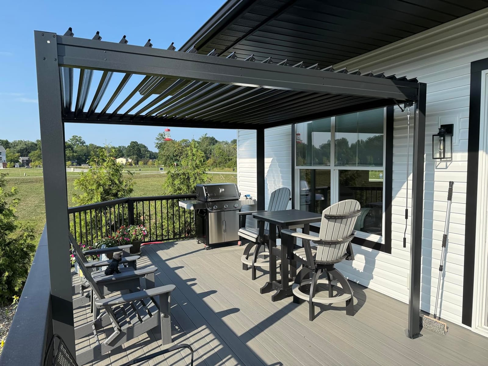Domi Louvered Pergola 10x16, Outdoor Metal Pergola, Espresso Brown customer photo 2