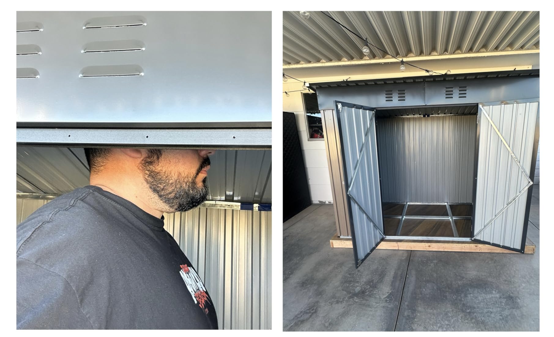 UDPATIO Storage Shed 8 x 10 FT, Resin Sheds & Outdoor Storage with Floor Large Clearance Outdoors Plastic Garden Tool Shed Tuff Outside Cottage Shed with Lockable Door for Bike, Garbage Gray White customer photo 2