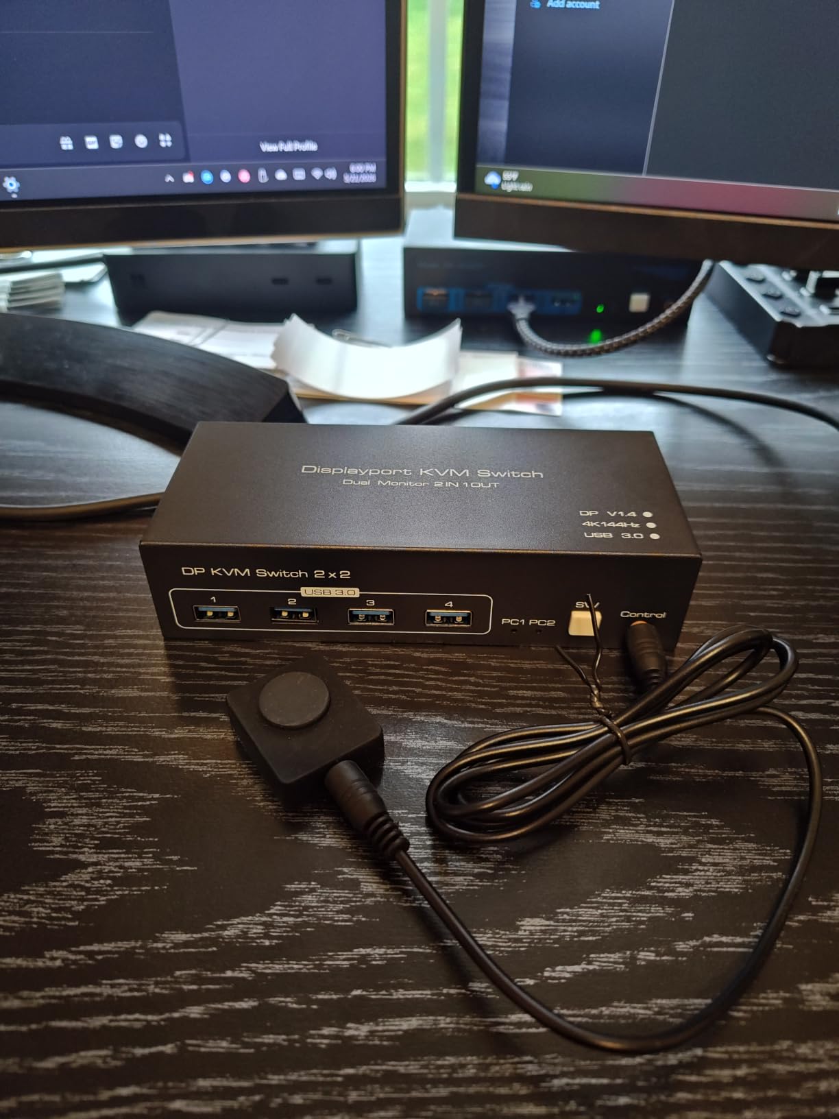 HDMI KVM Switch 3 Monitors 2 Computers 4K@60Hz KVM Switches with 4 USB 3.0 Ports for 2 Computers Sharing Triple Monitor and 4 USB Devices Support Extended & Copy Mode with 2 USB Cables customer photo 2