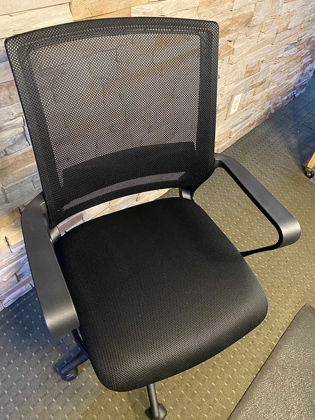 BestOffice Drafting Chair Tall Office Chair Adjustable Swivel Rolling Mesh Height with Lumbar Support Arms Footrest Mid Back for Adults Standing Desk Drafting Stool(Dark Black) customer photo 2