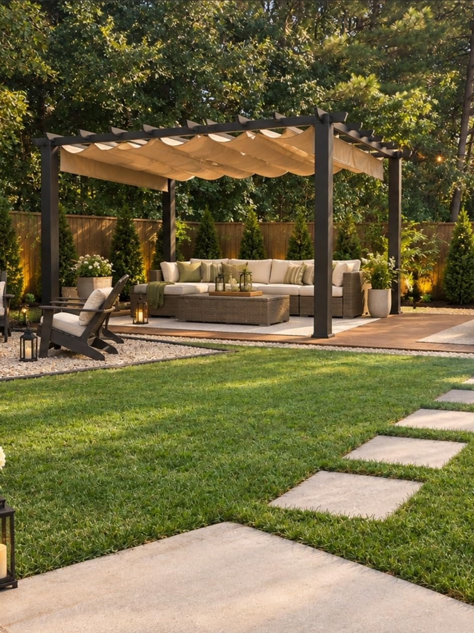 Aoxun Cedar Wood Pergola 10x12, Multi-Level Trellis Roof,100MPH Wind Rating customer photo 2