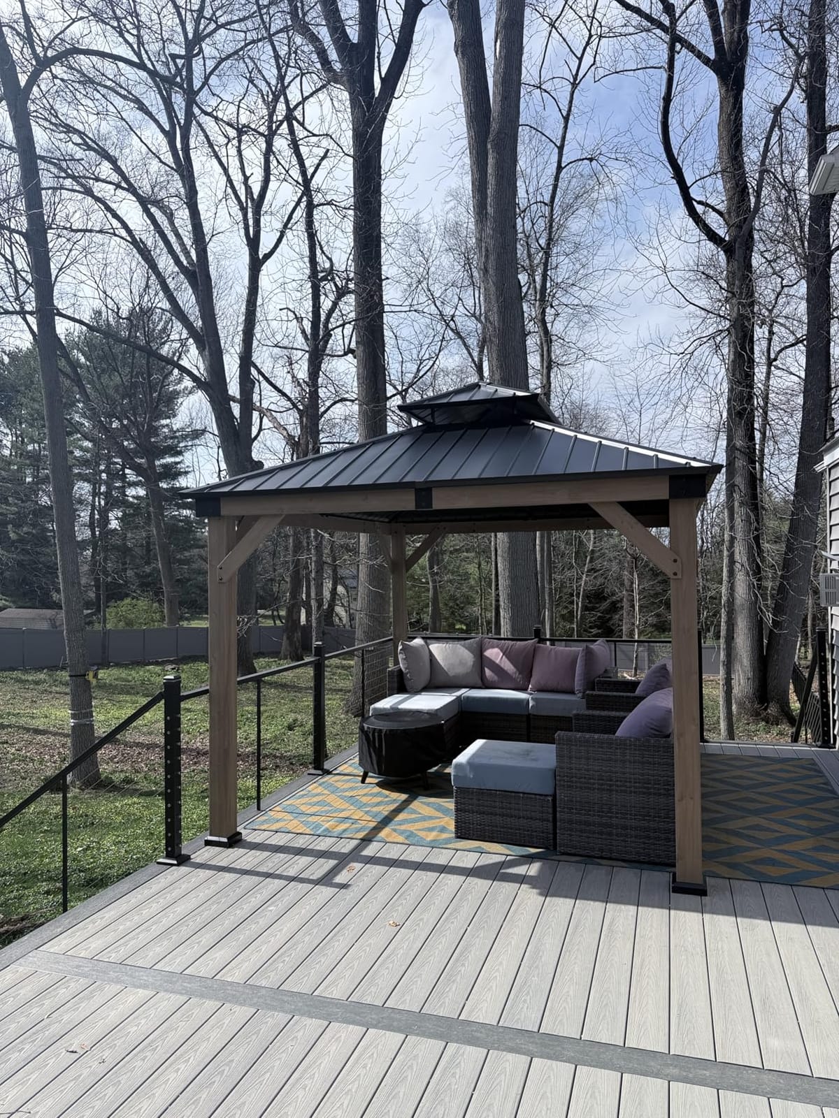 Aoxun 12' x 14' Outdoor Wood Gazebo, Hardtop Gazebo customer photo 2