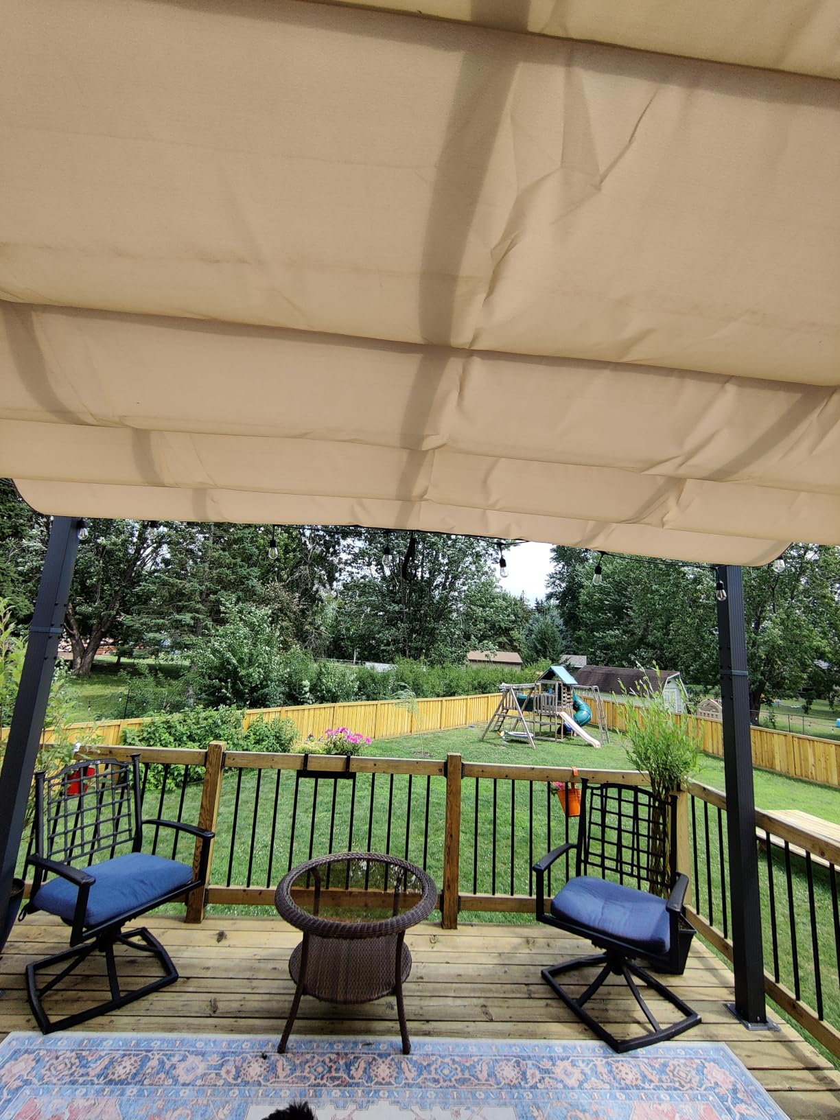 PURPLE LEAF Outdoor Aluminum Pergola 9.5' X 13' with 4-Side Curtains, Beige customer photo 2