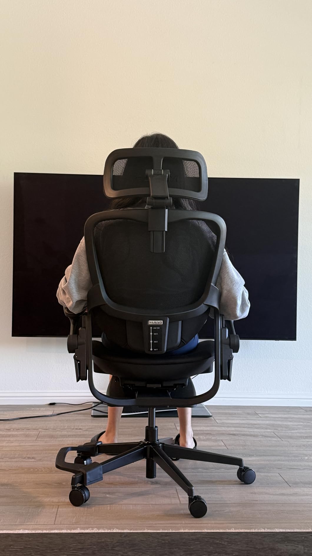 MUSSO E80 Muse Petite Ergonomic Office Chair for Women & Small Frames Beige | 3-Level 3D Lumbar Support; 4D Headrest; 90° Flip-Up Arms & Footrest; 135° Recline; Breathable Mesh customer photo 2