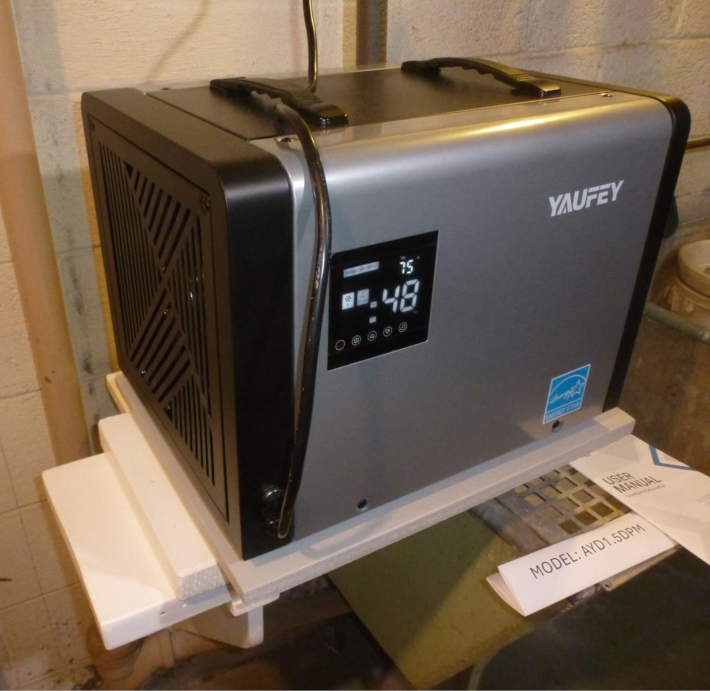 Yaufey 70 Pints Energy Star Commercial Dehumidifier with Drain Hose for 5000 Sq. Ft. Crawl Space, Basement, Industrial, 10-90% RH Humidity Control, 24/7 Continuous Drainage,TUV Certified,5-Yr Coverage customer photo 1