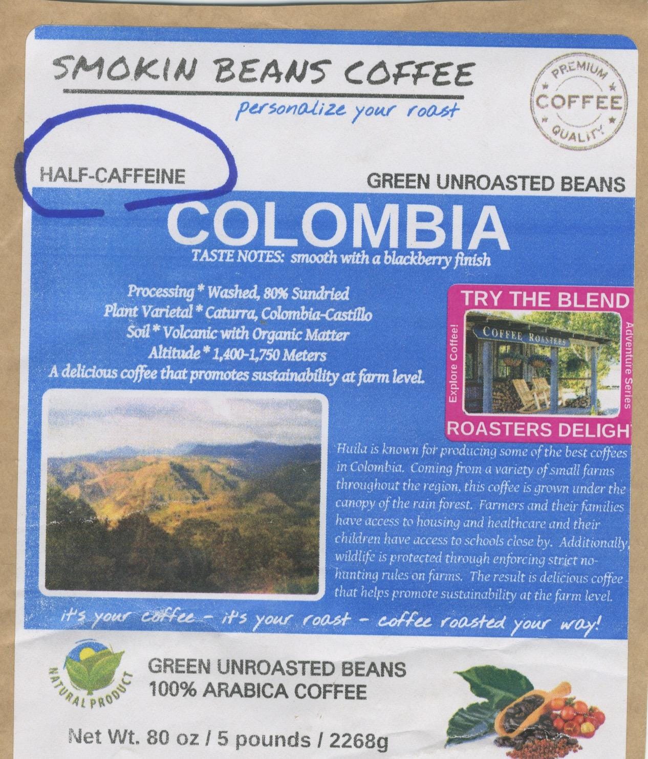 Smokin Beans Colombia Washed Unroasted Green Arabica Coffee Beans 5-Lb, 1ct customer photo 2
