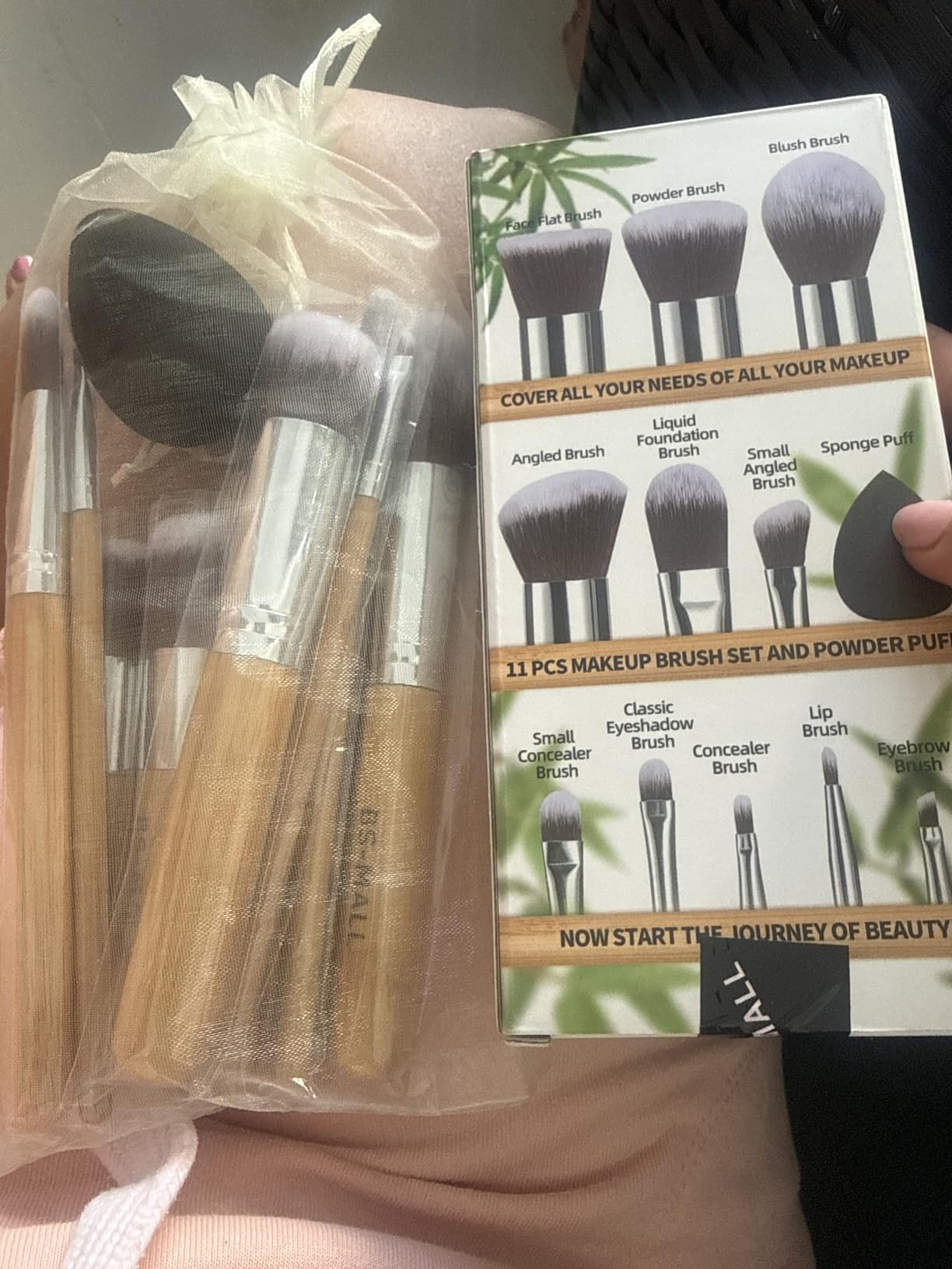 BS-MALL Makeup Brush Set 11 Pcs Makeup Sponge, Professional Bamboo Makeup Brushes for Foundation, Powder, Blush, Concealer, Eyeshadow & Blending, Ideal for Travel, Beginners & Makeup Artists customer photo 1