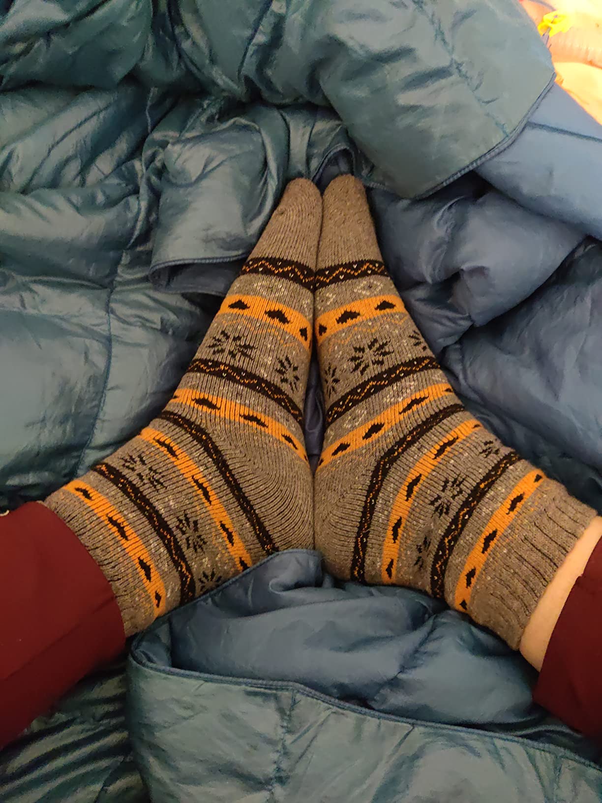 YZKKE 5Pack Womens Vintage Winter Soft Warm Thick Cold Knit Wool Crew Socks, Multicolor, free size customer photo 1