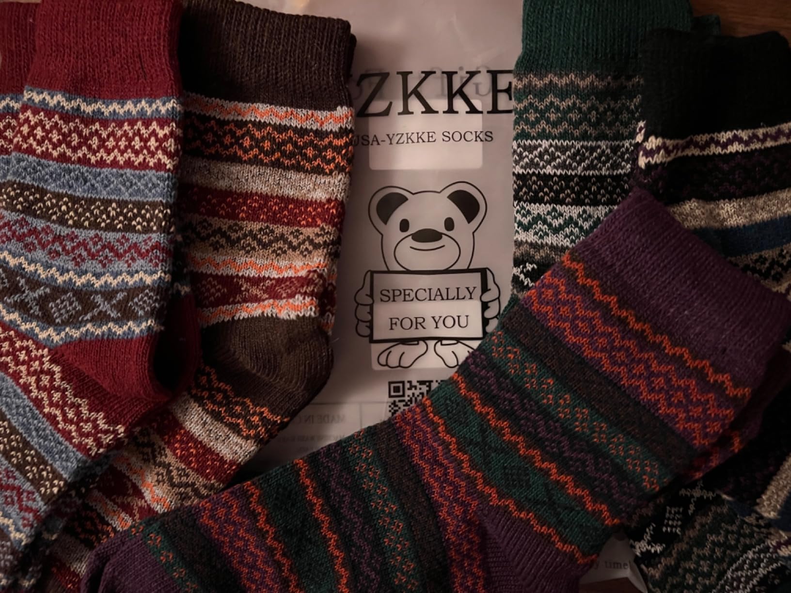 YZKKE 5Pack Womens Vintage Winter Soft Warm Thick Cold Knit Wool Crew Socks, Multicolor, free size customer photo 2
