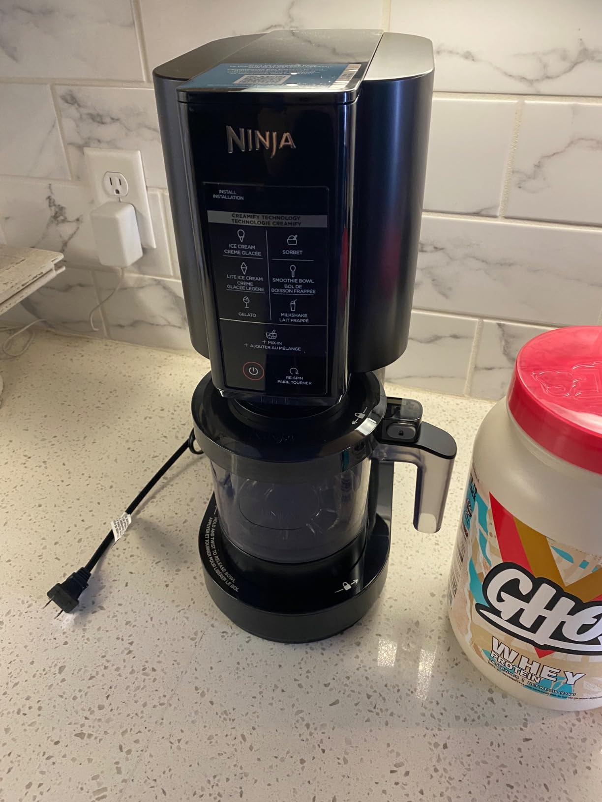 Ninja CREAMi Ice Cream, Sorbet, Milkshake Maker + 3 CREAMi Pints, Black customer photo 2