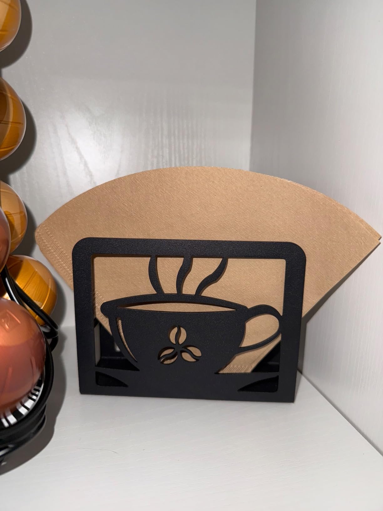 3-in-1 Chemex Caddy with 2 Cork Mats, Coffee Filters/Accessories Organizer, Pour-Over Station, Black Bamboo customer photo 2