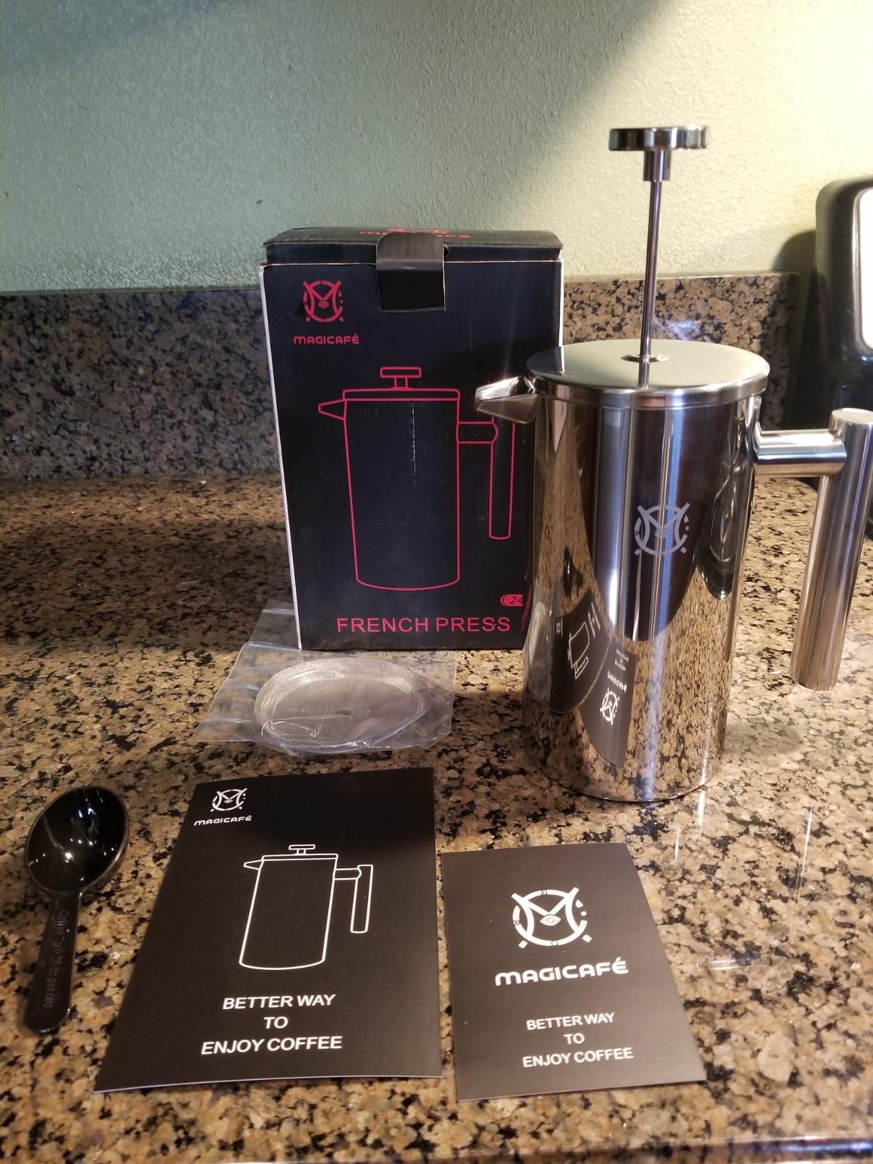 French Press Coffee Maker Set, Portable French Press with Mini Coffee Canister and Collection Bag, Single Serve 1 Cup Small Stainless Steel Double Walled Coffee Press 350ml/12oz customer photo 1