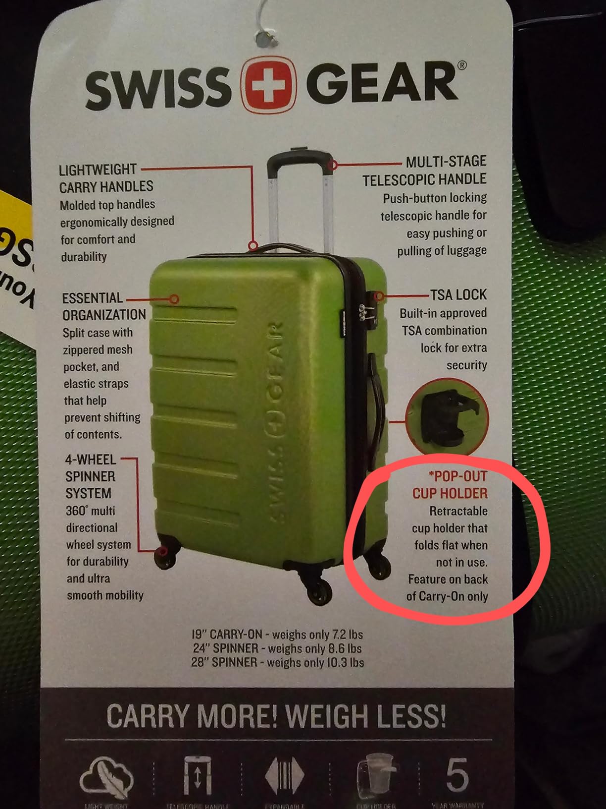 SwissGear 7366 Signature Hardside Expandable Luggage with Spinner Wheels, TSA Lock, Cup-Holder, Evening Haze, 3-Piece Set (19/23/27) customer photo 2