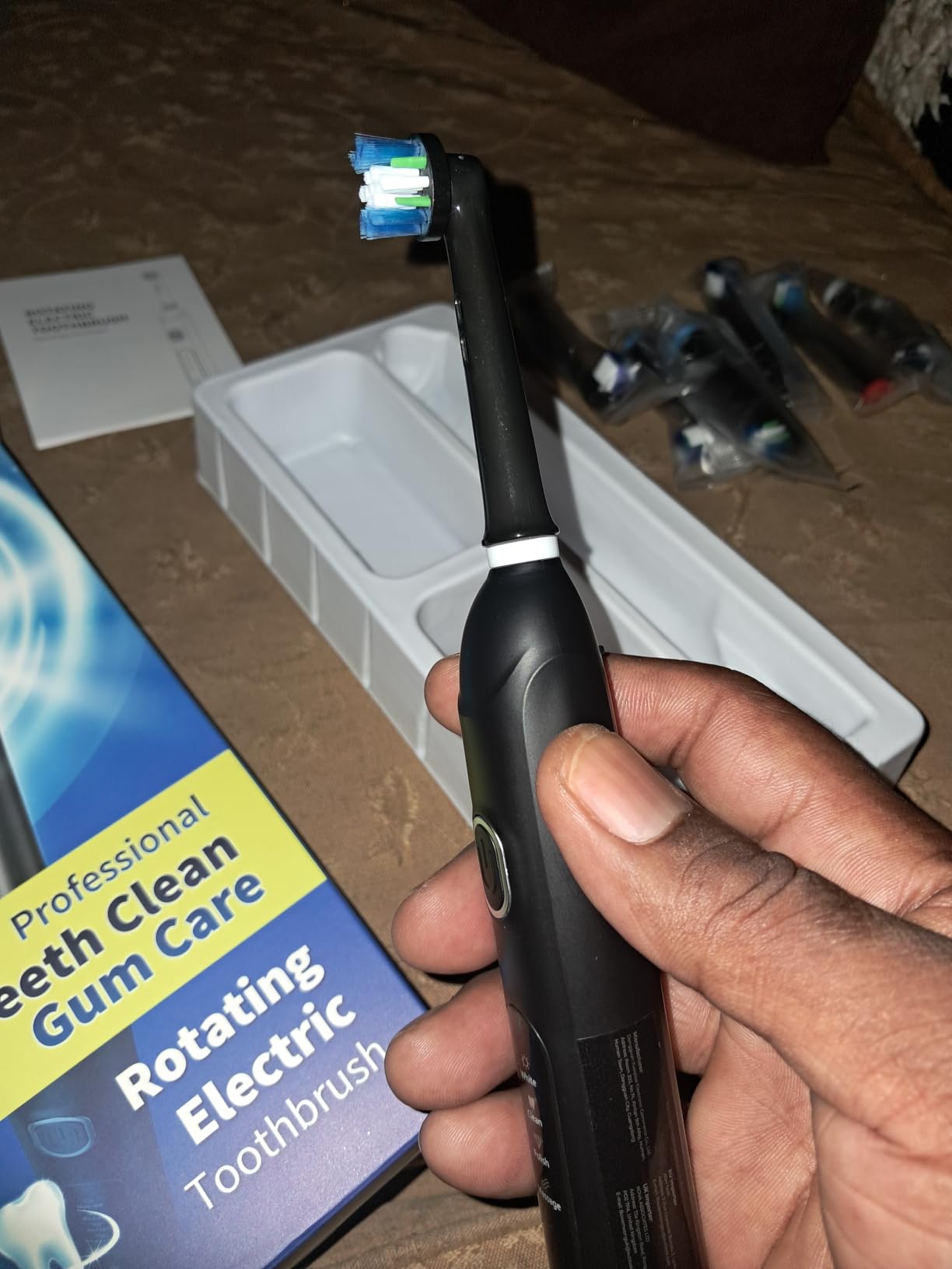 Rotating Electric Toothbrush for Adults, 8 Heads 2 Types, 4 Modes, Black customer photo 1