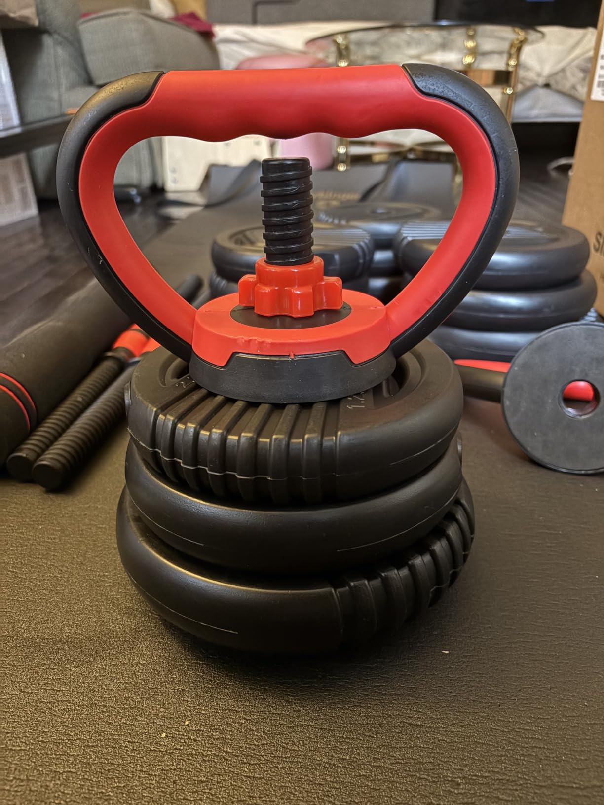 Adjustable Dumbbell set,20/30/45/70/90lbs Free Weight Set customer photo 2