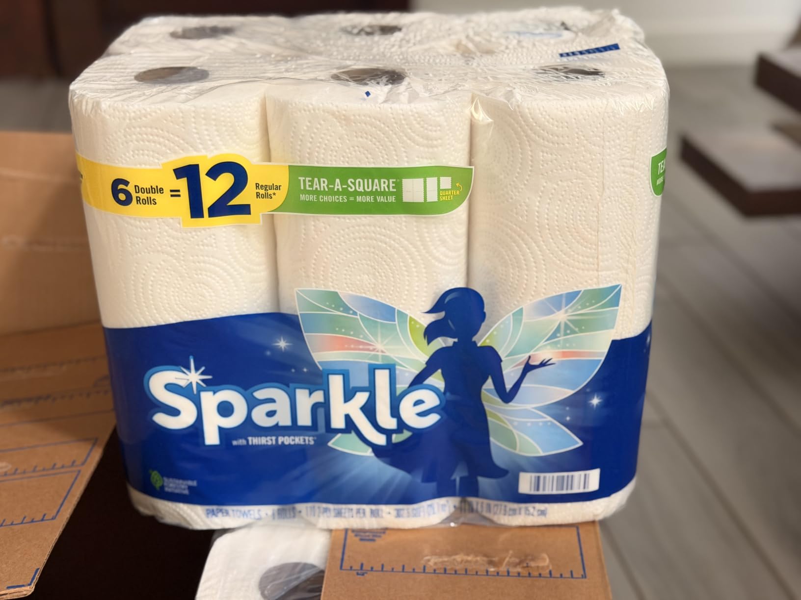Sparkle Tear-A-Square Paper Towels, 12 Double Rolls - Strong 2-Ply Towels for Kitchen Cleanup and Everyday Messes customer photo 2
