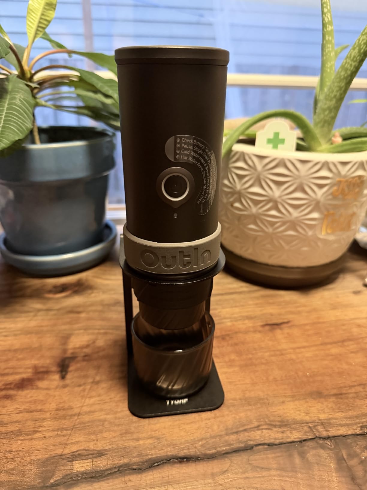 Pour Over Coffee Maker Stand,Foldable Portable Electric Espresso Machine Stand,Holder for Coffee Grinder,Universal Dripper,V60 Dripper,Travel Coffee Maker, Press Round&Black customer photo 1